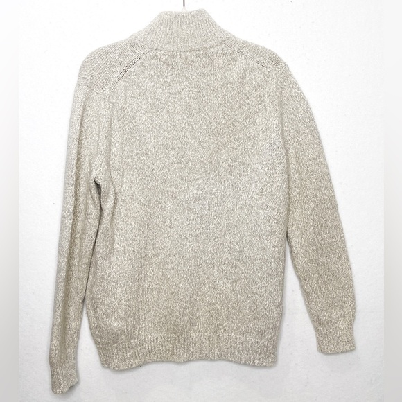 Banana Republic Cotton Wool Blend Marled Full Zip Sweater Pockets Double Zipper - Picture 2 of 5